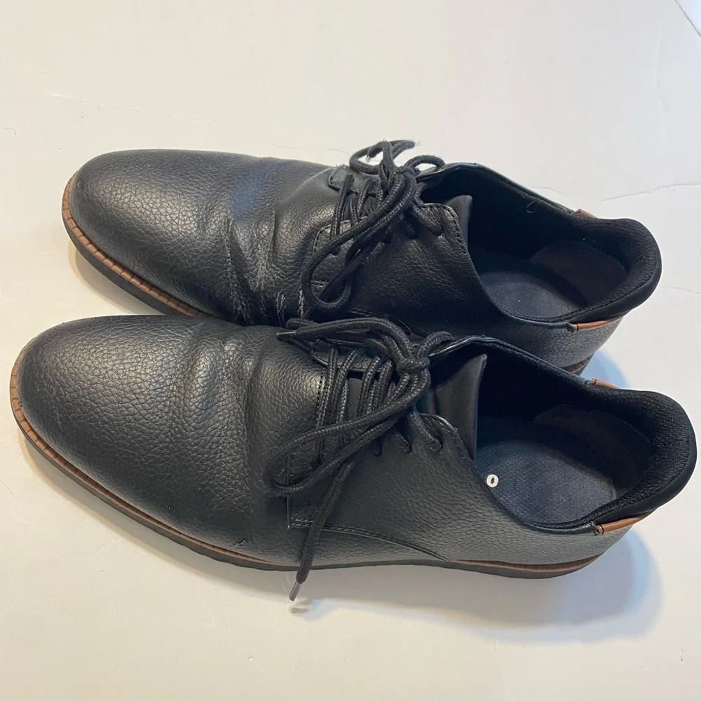 Dr. Scholl's Men’s 10.5 Black Leather Lace-Up Oxfords with Brown Trim